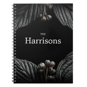 Cuaderno Marco floral oscuro y moro con nombre personalizad