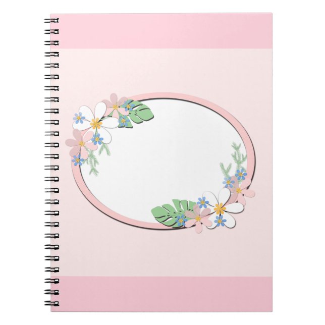 Cuaderno Marco floral rosa alrededor de los niños primavera (Frente)