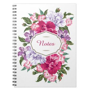 Cuaderno Marco floral rosa personalizado