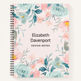 Cuaderno Marco floral rosa y verde