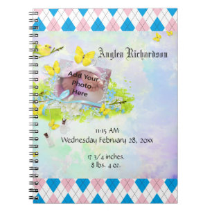 Cuaderno Marco fotográfico de pájaro amarillo y mariposa de
