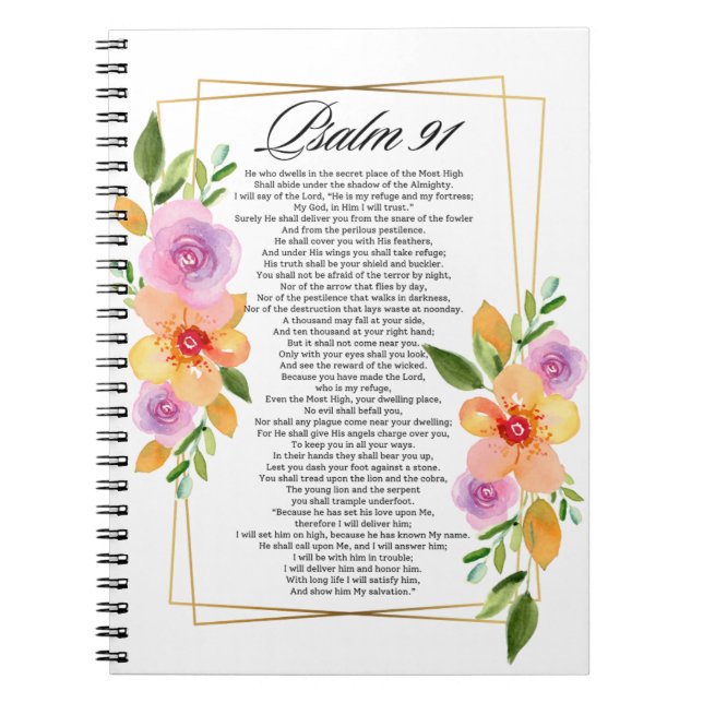 Cuaderno Marco Geométrico Floral Psalm 91 (Frente)