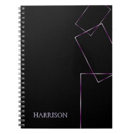 Cuaderno Marco geométrico negro lila personalizado