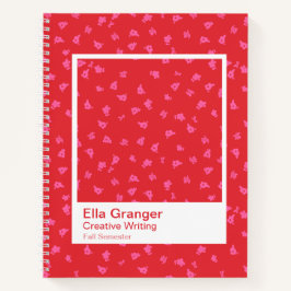 Cuaderno Marco grande transparente floral rojo y rosa