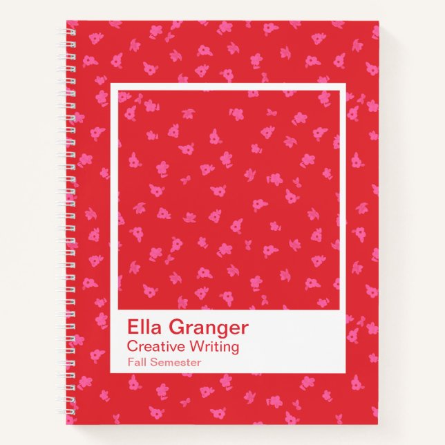 Cuaderno Marco grande transparente floral rojo y rosa (Anverso)