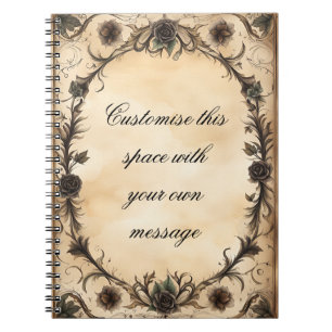 Cuaderno Marco oval gótico de rosa antiguo con texto person