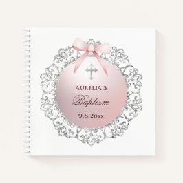 Cuaderno Marco plateado Bow Baptism Square Guest Book