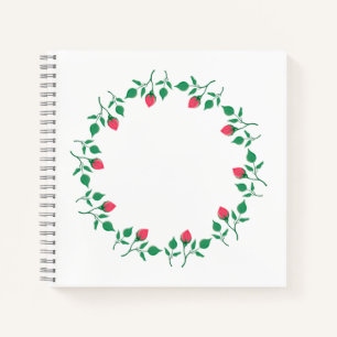 Cuaderno Marco redondo floral con flores rosadas