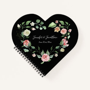 Cuaderno Marco romántico floral cardíaco con nombre Boda