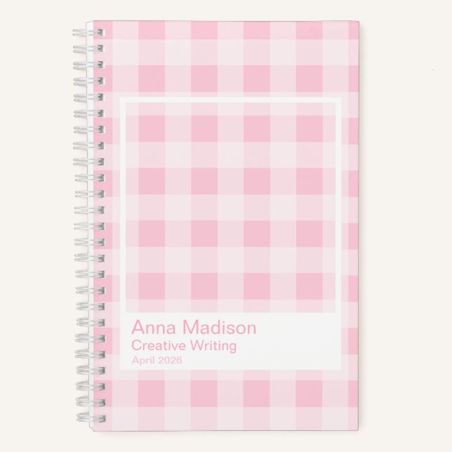 Cuaderno Marco Transparente de Gingham Rosa Suave (Anverso)