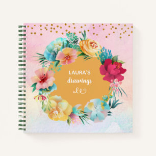 Cuaderno Marcos florales de color agua encantadores Cuadern