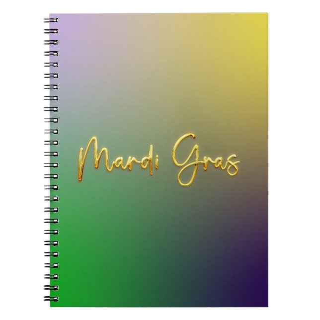 Cuaderno Mardi Gras Amarillo, Púrpura, Verde (Frente)