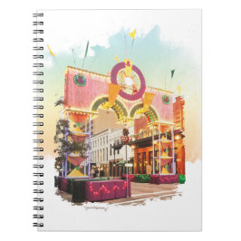 Cuaderno Mardi Gras Arch Galveston, inspirado en las acuare