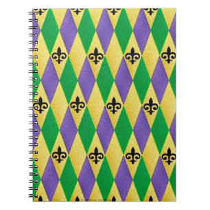 Cuaderno Mardi Gras Harlequin Fleur De Lis
