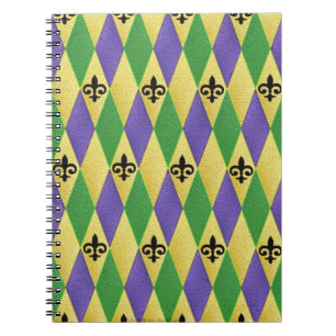 Cuaderno Mardi Gras Harlequin Fleur De Lis