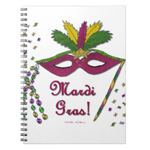 Cuaderno Mardi Gras Mask Feather Beather
