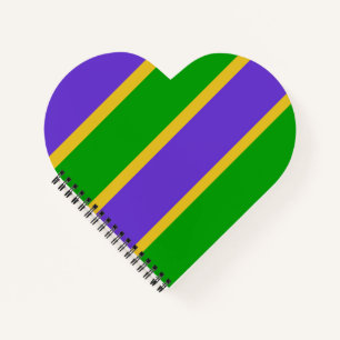 Cuaderno Mardi Gras Stripes Heart