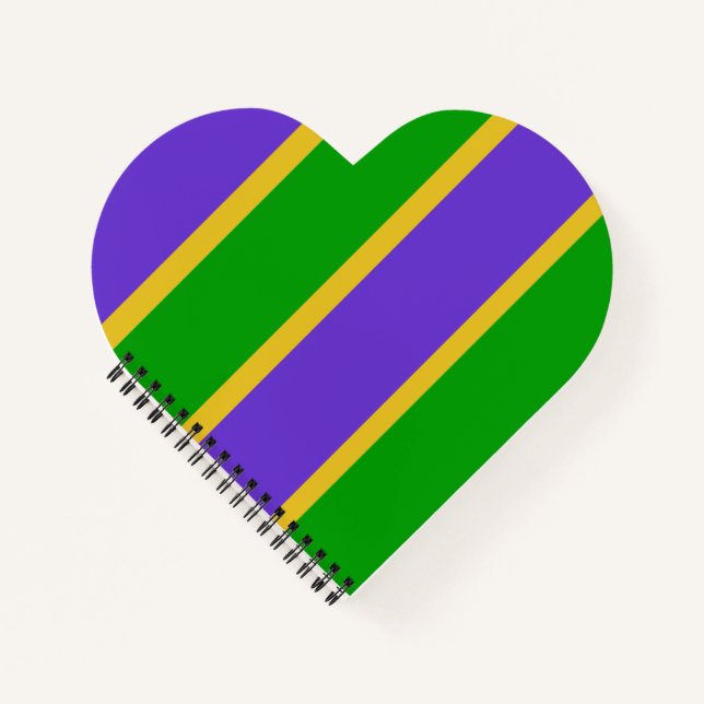 Cuaderno Mardi Gras Stripes Heart (Anverso)