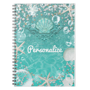 Cuaderno Marea estelar y burbujas verde azuladas encantadas