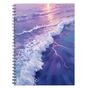 Cuaderno Marea Púrpura   Pintura de Acuarela de Olas del Oc