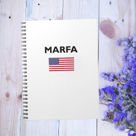 Cuaderno Marfa Texas Estados Unidos Bandera estadounidense 