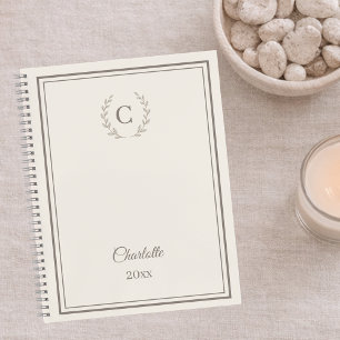 Cuaderno Marfil taupe Monograma Personalizado Lujo Silencio