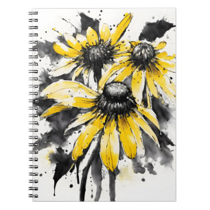 Cuaderno Margarita de ojo negro - Flores de acuarela