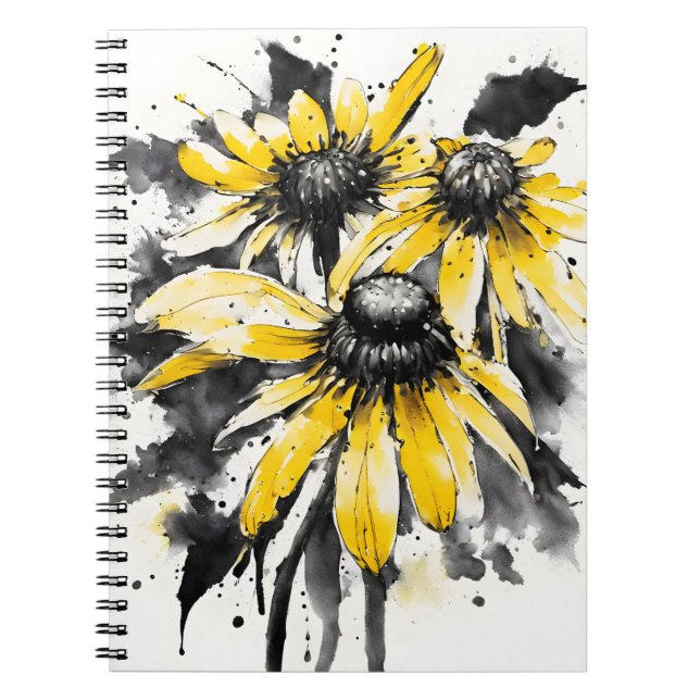 Cuaderno Margarita de ojo negro - Flores de acuarela (Frente)