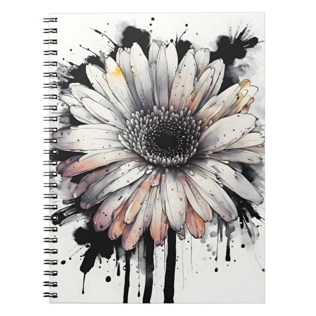 Cuaderno Margarita gerbera - Flores de acuarela (Frente)