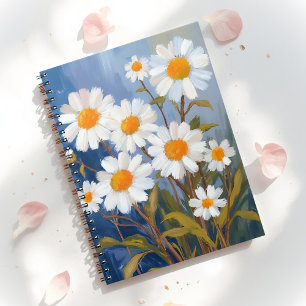 Cuaderno Margaritas Blancas Flores Acuarela Pintadas