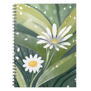 Cuaderno Margaritas de Primavera Floral Blanca Acuarela