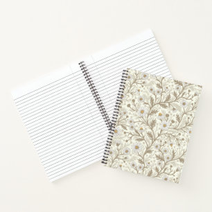 Cuaderno Margaritas en blanco y marrón sobre blanco apagado