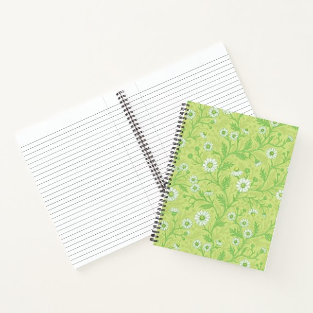 Cuaderno Margaritas en blanco y verde sobre verde miel (Interior)