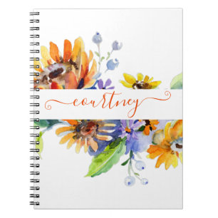 Cuaderno Margaritas personalizadas al acuarela