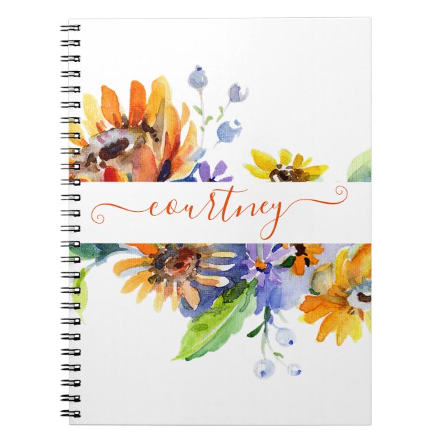 Cuaderno Margaritas personalizadas al acuarela (Frente)