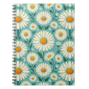 Cuaderno Margaritas sobre un fondo azul suave