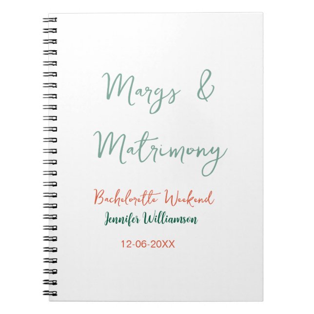 Cuaderno Margs y matrimonio agregar nombre fecha despedida  (Frente)
