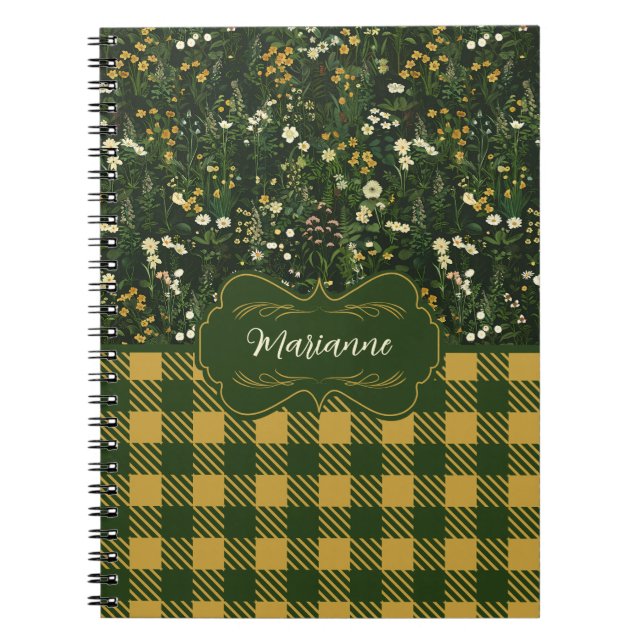 Cuaderno Marianne Dark Daisy Floral Plaid (Frente)