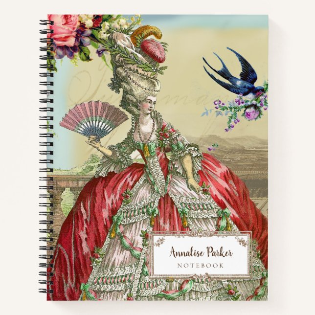 Cuaderno ,Marie Antoinette de inspiración francesa personal (Anverso)