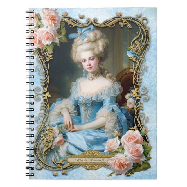 Cuaderno Marie Antoinette,French,Paris,portrait,roses メモ帳 (Frente)