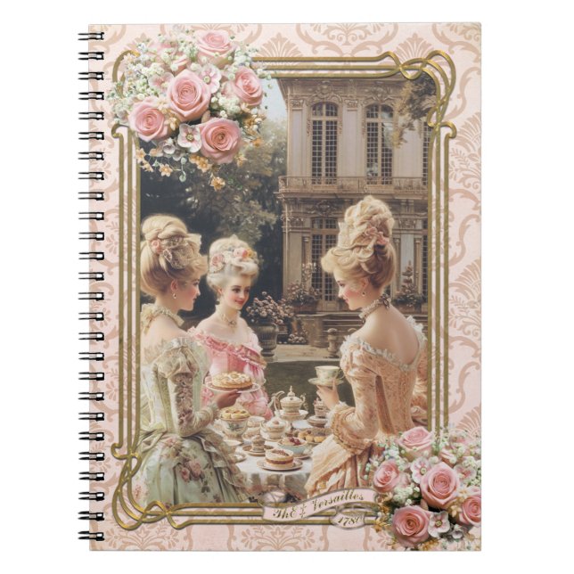 Cuaderno Marie Antoinette,French,Paris,tea,cake,roses メモ帳 (Frente)