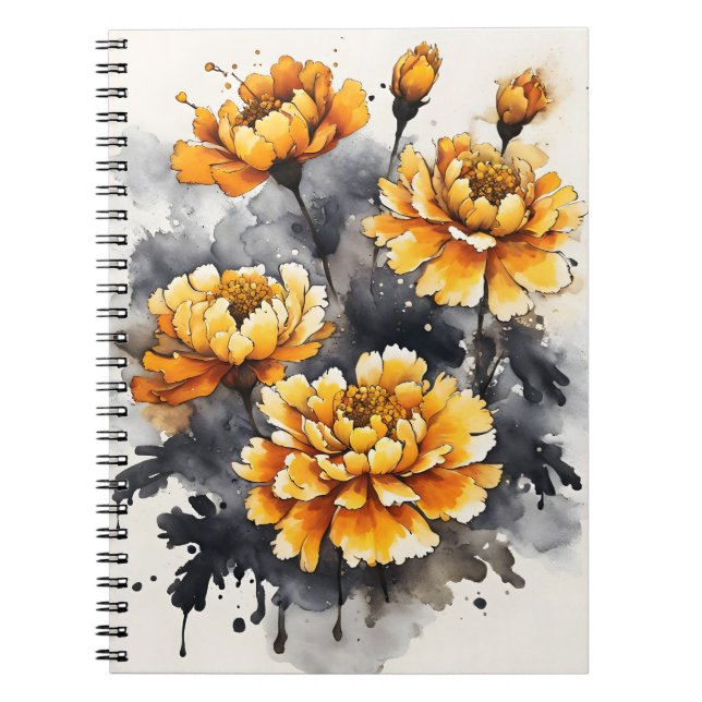 Cuaderno Marigold - Flores de acuarela (Frente)