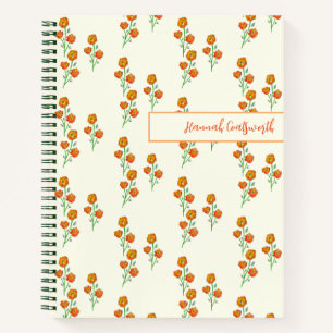 Cuaderno Marigolds Naranja Floral Botánica