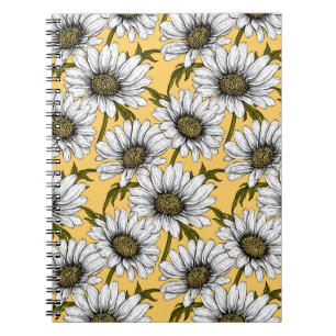 Cuaderno Marinas blancas, flores silvestres en amarillo