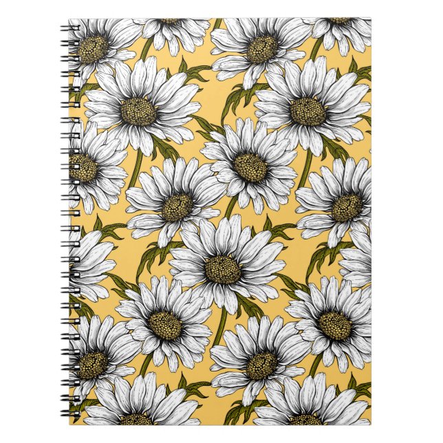 Cuaderno Marinas blancas, flores silvestres en amarillo (Frente)