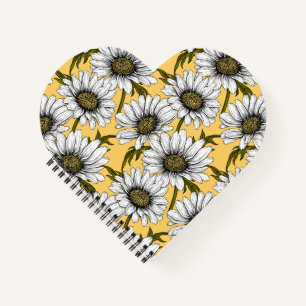 Cuaderno Marinas blancas, flores silvestres en amarillo