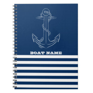 Cuaderno Marinero Ancla Náutica Azul Marino Rayado