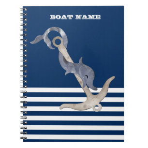 Cuaderno Marinero Ancla Náutica Delfín Azul Marino Rayado