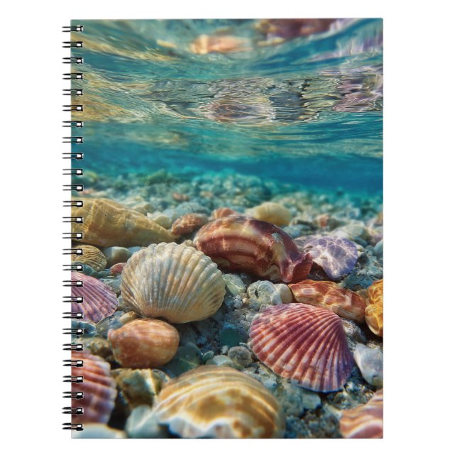 Cuaderno marino submarino de coloridas conchas mar (Frente)