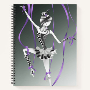 Cuaderno Marioneta de bailarina extravagante cintas moradas